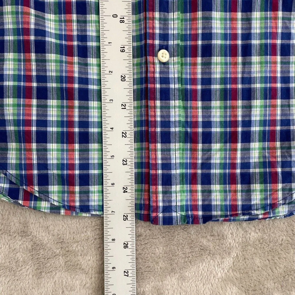 Polo Ralph Lauren Boys Large 14-16 Multi Plaid Madras Short Sleeve‎ Pony Preppy